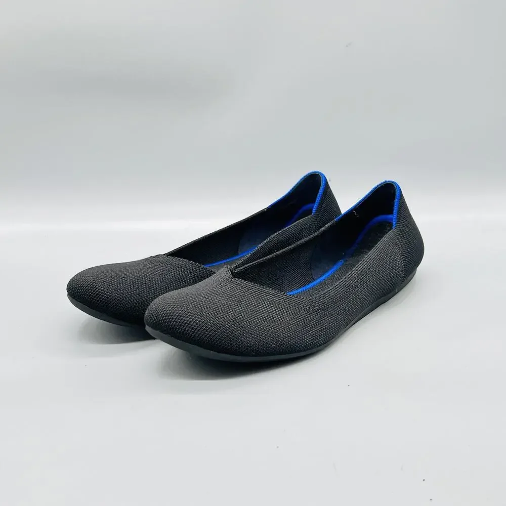 Rothy's Shoes Womens 10 Black Knit The Flat Ballet Flats Slip On Comfort Casual